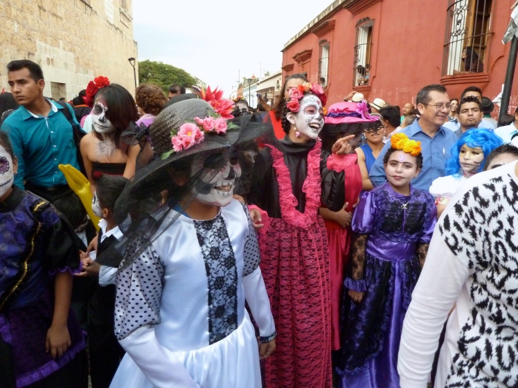 A comparsa for el Dia de los Muertos in the Streets of Oaxaca